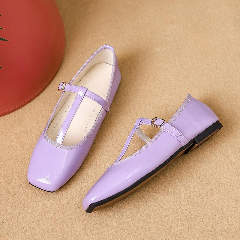 Fashion Mary Jane Shoes for Women T Strap Buckle Ballet Flats Dress Shoes Women's Casual Slip-On Square Toe Flat Shoes Comfortable Soft Walking Shoes