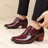 Fashion Men Shoes Genuine Leather Luxury British Style Business Casual Shoes Loafers High-quality Men Dress Thick Heel Wedding Shoes 6cm