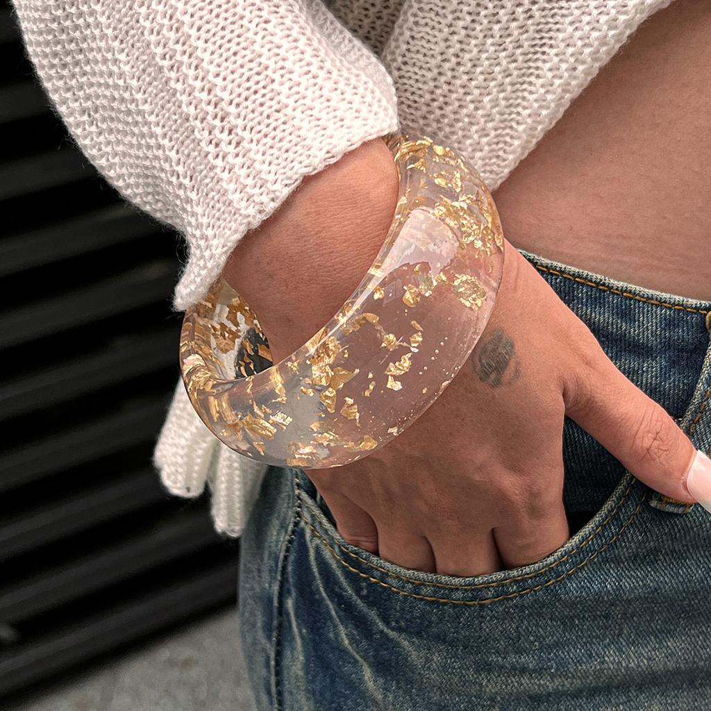 Vintage Resin Irregular Wide Bangle Bracelets Geometric Wide Stackable Bracelet Fashion Chunky Jewelry For Women Girls