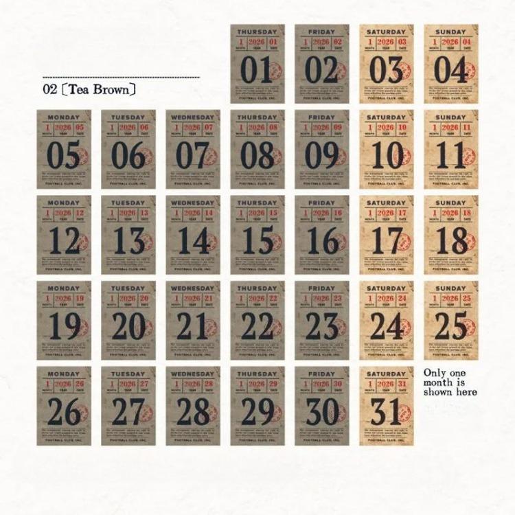 2026 Mini Desk Calendar Vintage Style Page Small Calendar 365 Days with Tear-Off Design Cute Cartoon Office Home Decor Gift