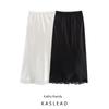 Kaslead New Women Clothes Western Style Fashion Acetate Satin Lace Elastic Waist Skirt Long Dress