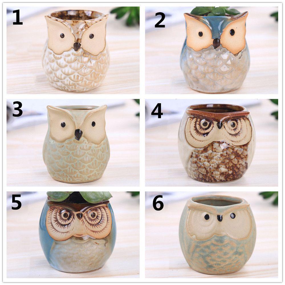 New Indoor Owl Shape Succulent Pot Mini Ceramic Flower Pot