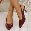 Мода Новинка 2025 Туфли Элегантная Женская Обувь на Каблуке Модная Обувь с Ремешком и Пряжкой Женские Туфли-Слингбэки с Острым Носком Женские Туфли на Высоком Каблуке