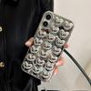 Simple Stylish Silver Love Heart Phone Case For iPhone 17 Air 11 12 13 14 15 16 Pro Max Glossy TPU Protective Back Cover