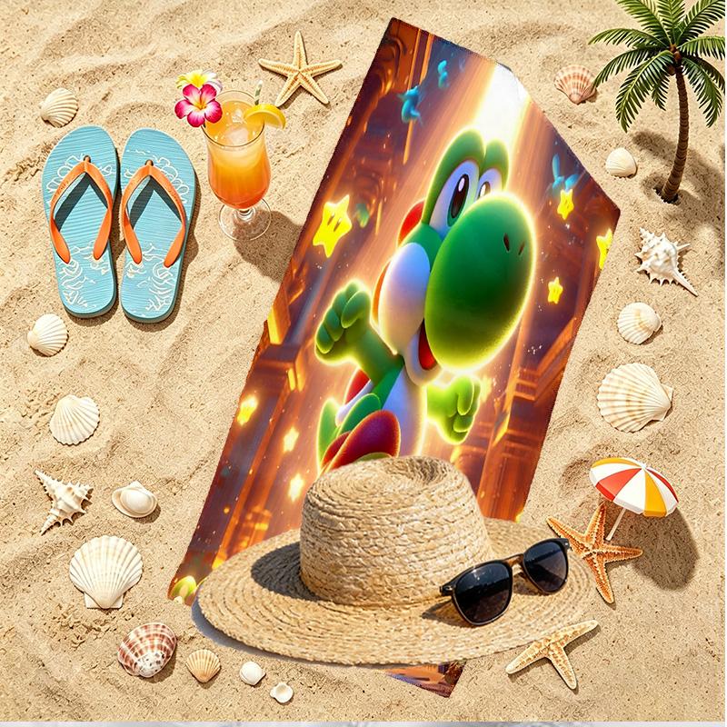 Yoshi Print Beach Towel, Versatile Lightweight Absorbent Beach Towel for Pool Surf Yoga Bathroom, Perfect Birthday Holiday Gift