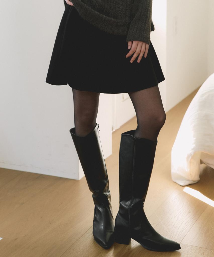 Riorg Eot Soft Wool Flare Mini Skirt Black