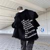 Унисекс Потертая Джинсовая Куртка Оверсайз Винтажный Стиль С Необработанным Краем Детали на Пуговицах Осенняя Повседневная Одежда