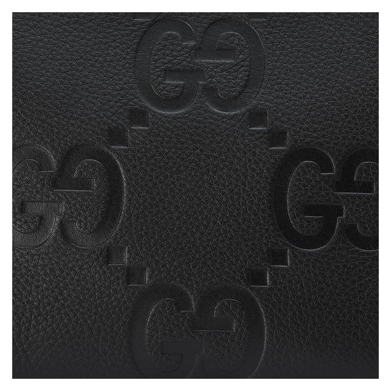 Gucci Jumbo GG Double G logo zipper closure leather clutch large size men's black