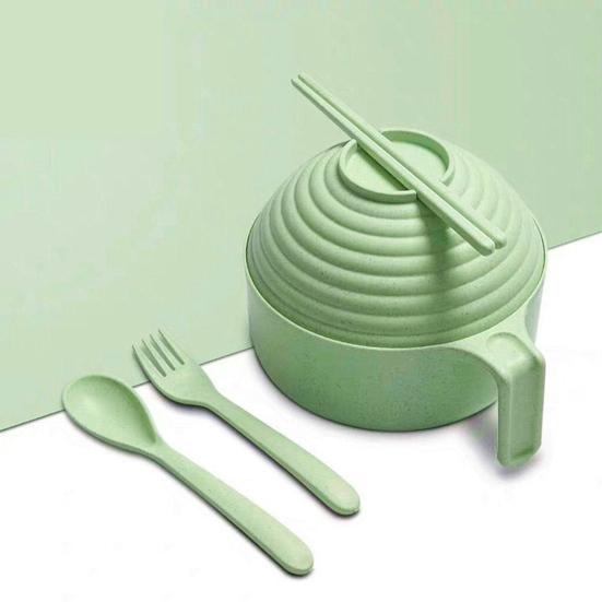 Microwave Ramen Cooker Bowl Set with Chopsticks Noodle Bowl Microwavable Fast Ramen Pot for College Students BPA-Free Heat-Resistant Handles