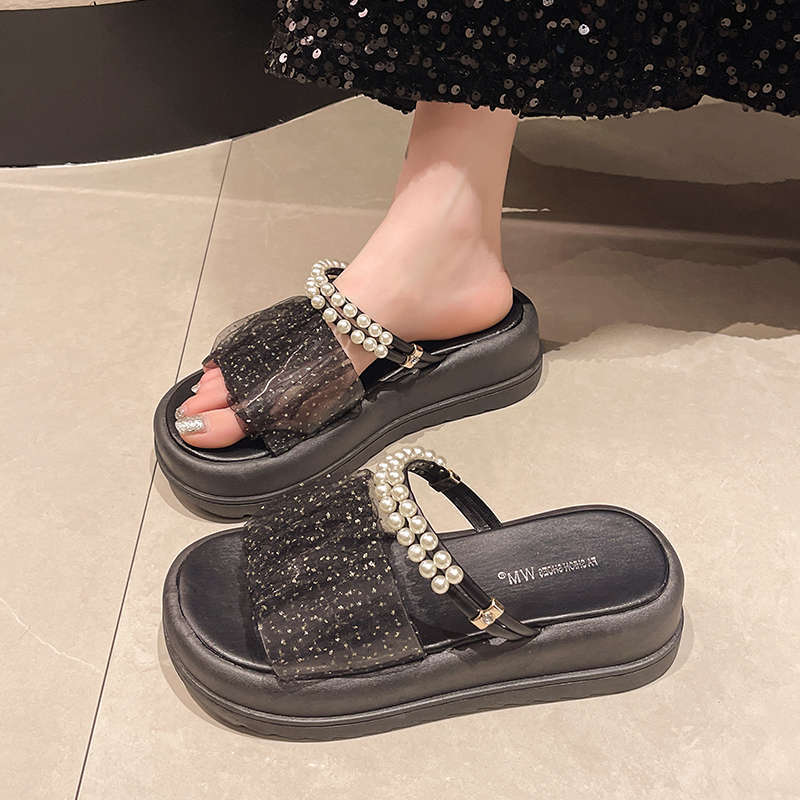 Stepping On Shit Sandals Women's 2025 Summer New Thick-soled Heightening One Pedal Casual Shoes with Skirts Two Wear Cool Slippers