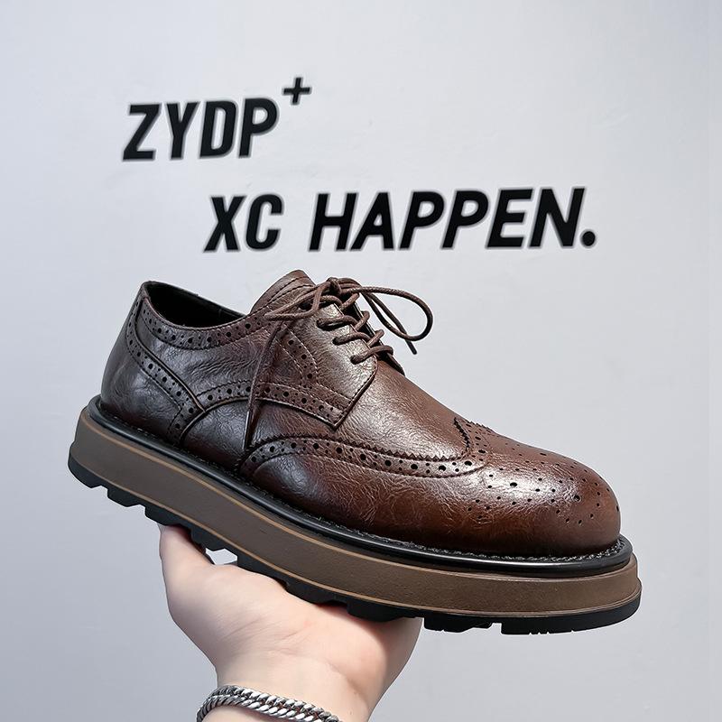Мужские кожаные туфли Brock 2025 новая деловая формальная обувь со скрытой платформой повседневные свадебные туфли жениха 98848-A