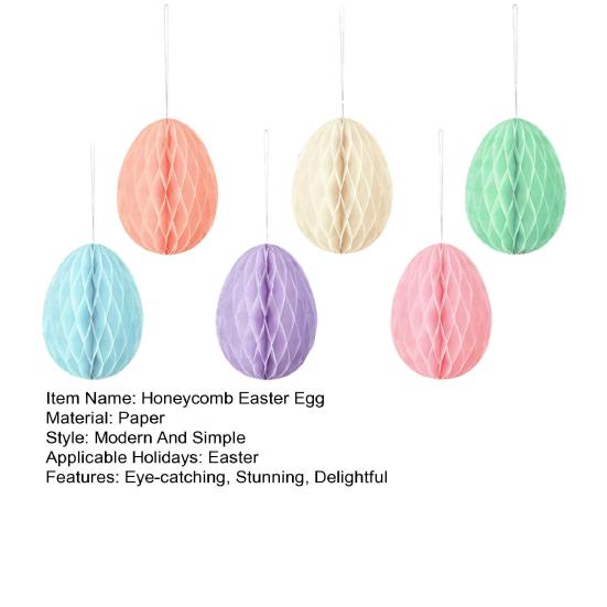 6 шт. Бумажные украшения в виде пасхальных яиц, 3D, разноцветные соты, украшение в виде шара из пасхального яйца для детского сада, торгового центра, класса, украшение для дерева