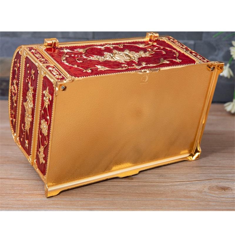 Металлическая шкатулка для украшений, многослойная, большая вместимость, ручка для хранения украшений с зеркалом