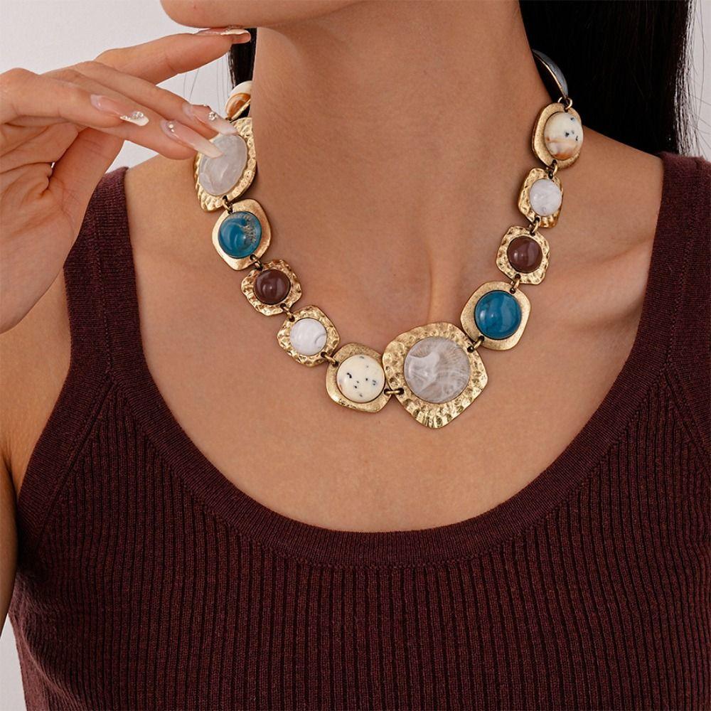 Преувеличенное неровное геометрическое колье винтажное колье-ключица женское