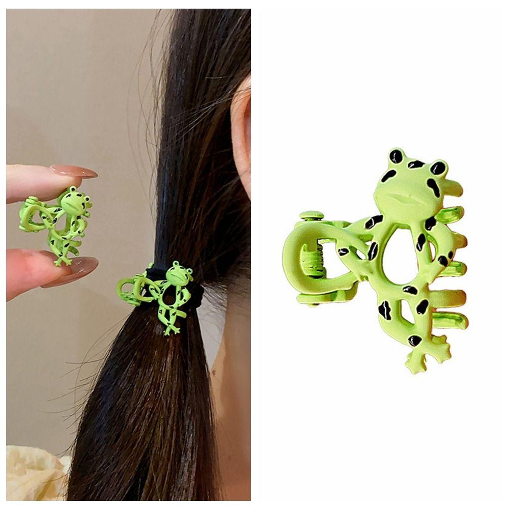 Hollow Frog Claw Clips Animal Metal Hair Clip Lovely Green Frog Hair claw  Girls