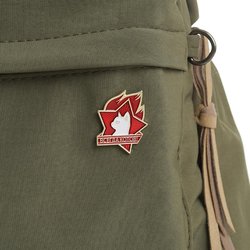 Red Pentagram Flame Cat Brooch Metal Badge Bag Accessories Lapel Pin Waist Closing Corsage Medallion