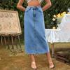 Women's Casual Fashion Loose Split Denim Mid-Length Skirt