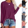 2021 Autumn/Winter Women's Long Sleeve Crew Neck Solid Color Loose T-shirt