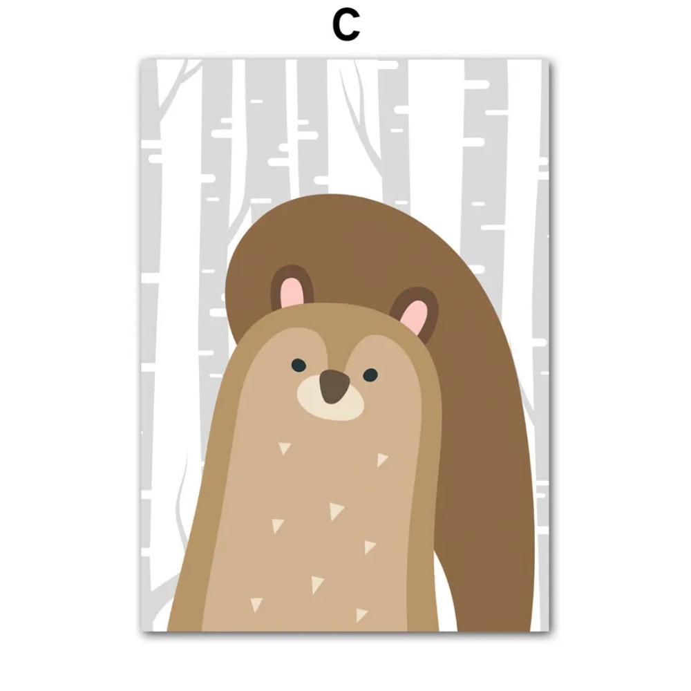 Животные джунглей Медведь Белка Енот Лиса Кролик Настенное искусство Холст Живопись Скандинавские Постеры и Принты Настенные картины Декор детской комнаты