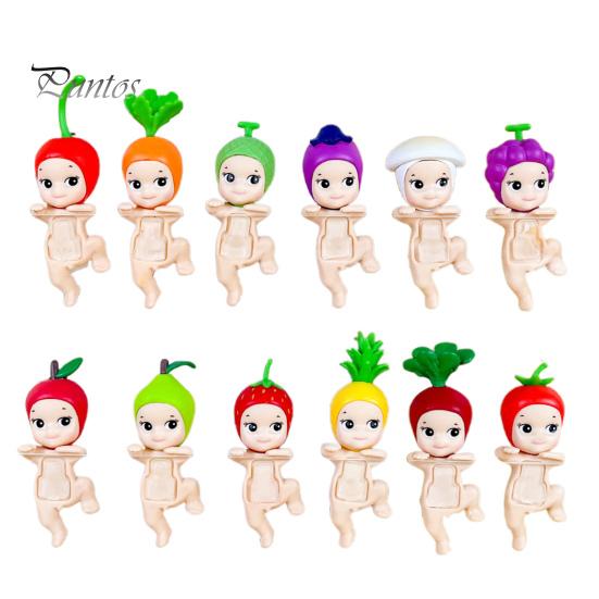 12 шт., держащая подбородок ангела, кукла, фрукт, головной убор, животное, фигурка ангела, ПВХ, мультяшная фигурка ангела, книжная полка, настольное украшение, орнамент