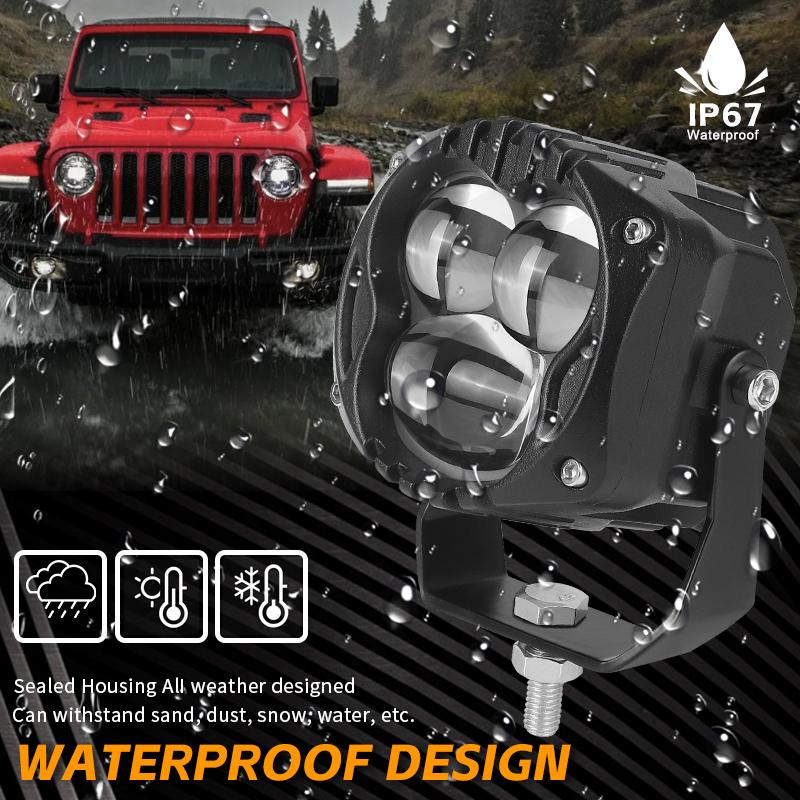 3-дюймовый светодиодный рабочий фонарь Offraod 4x4 Фонарь для езды Квадратные модули Линза Ближний Дальний Противотуманный свет Для Jeep Lada Niva SUV ATV UTV 12V 24V