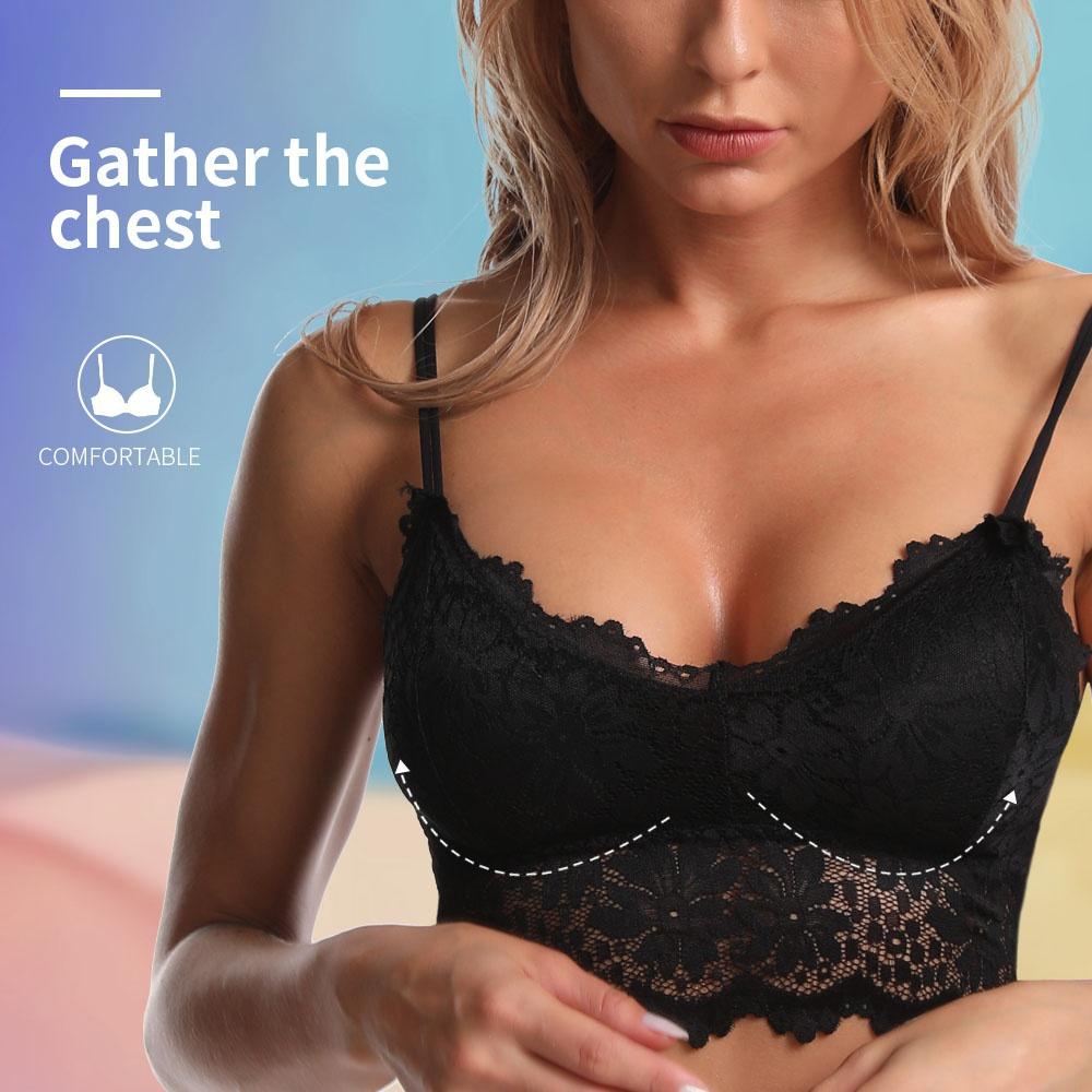 Women Lace Bras Top Comfortable Bralette Solid Color Sexy Underwear Vest Female Hollow Out Wireless Lingerie Seamless Bra
