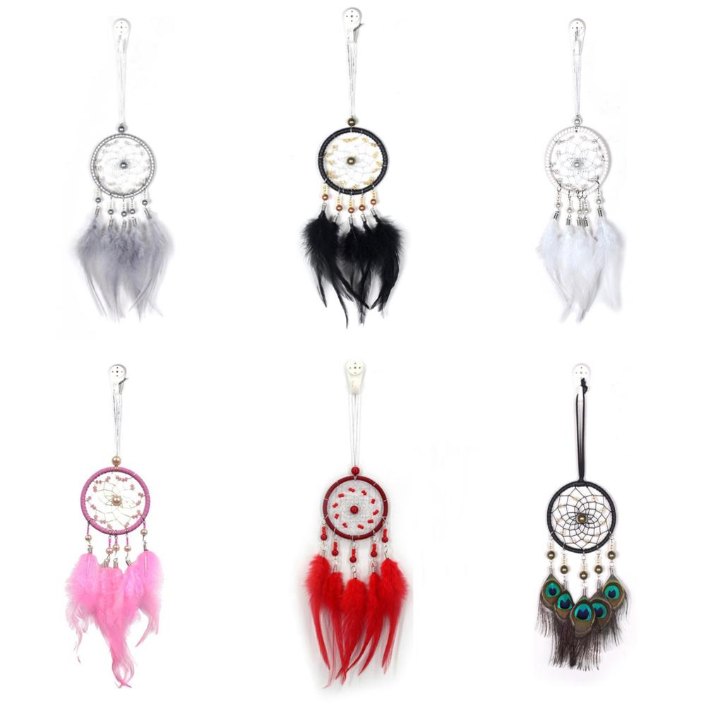 Небольшой настенный декор для дома, ручная работа, ловцы снов, колокольчики, перья, подвеска для салона автомобиля, вид сзади