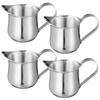 NUOLUX Milk PitcherJug, Mini 50ml Stainless Steel, Sauce Pot, Milk Jug, Coffee, Creamer, Sauce Pot, Cup, Milk Pot, 7.5x5.5x4.5cm, Silver, Pack of 4