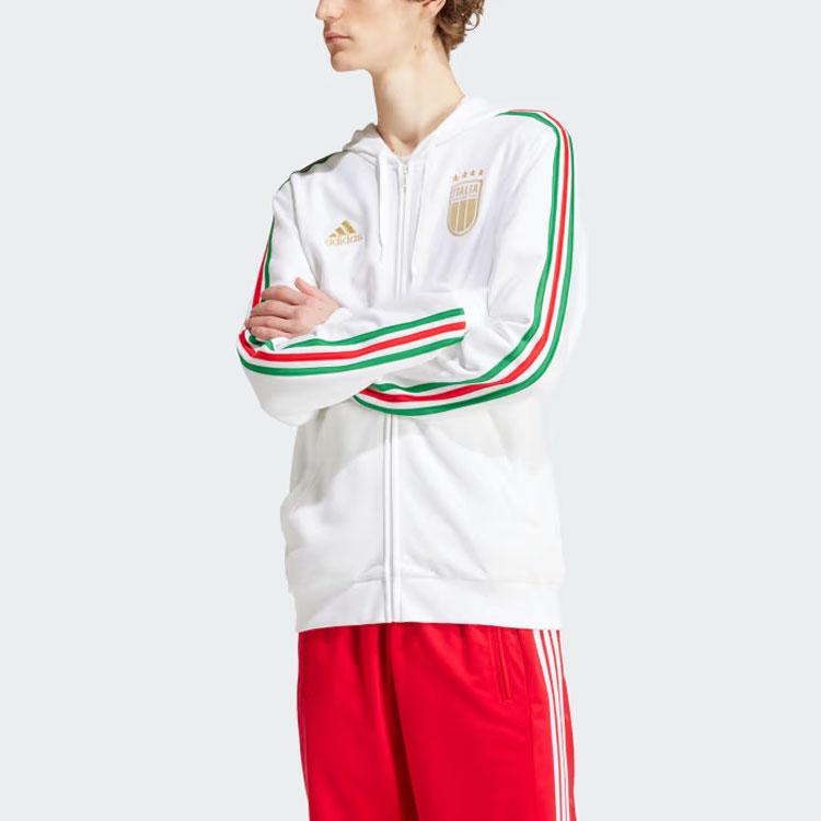 Adidas Италия Dna Толстовка с капюшоном на молнии с цветными блоками и длинными рукавами Мужская толстовка с капюшоном белого цвета IU2104