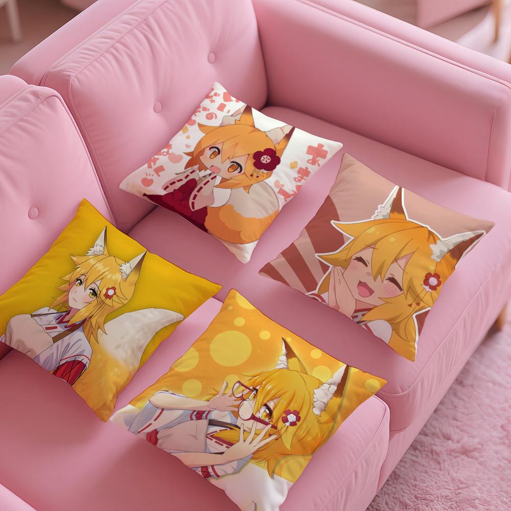 The Helpful Fox SenkosanAnime Pillow Case Silky Short Plush with Invisible Zipper Dustproof Sofa Cushion Cover for Home Decor