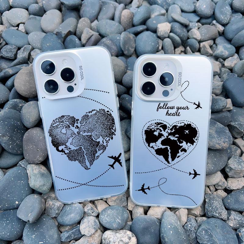 Популярный чехол для телефона с изображением карты мира и самолета для iPhone 11 12 Pro Max 13 Mini 15 13 14 Pro Max Plus, задняя крышка, противоударные, лазерные