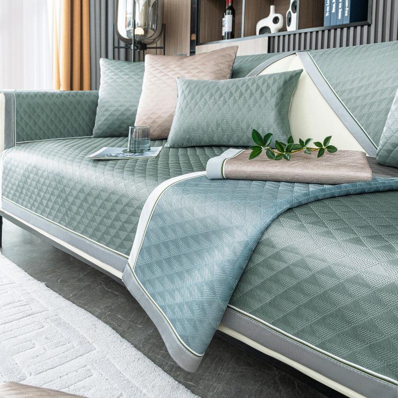 Подушка для дивана из ледяного шелка, летняя подушка для сиденья, летняя крутая подушка, нескользящий кожаный чехол для дивана, чехол на спинку, полотенце