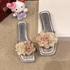 Flower Slippers Women's Summer New Outer Wear Flat-bottomed Beach Vacation Seaside with Skirt Sandals