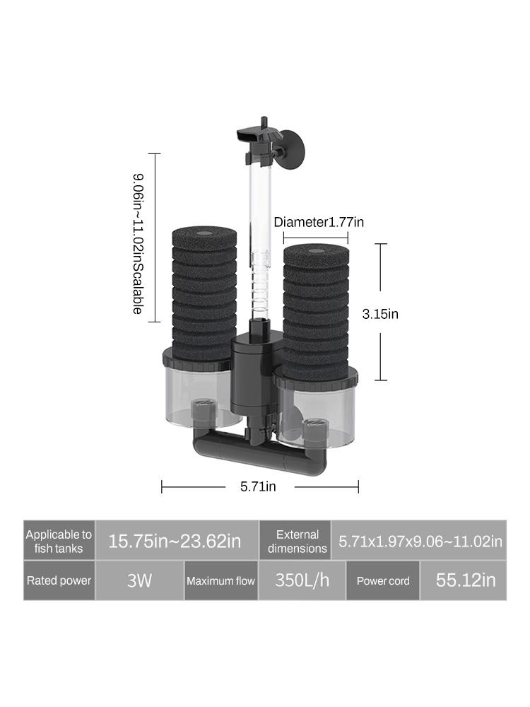 Fish Tank Air Pump Skimmer / Biochemical Sponge Filter With Air Pump, Aquarium Filter for Aquarium Fish Tank Air Pump Skimmer
