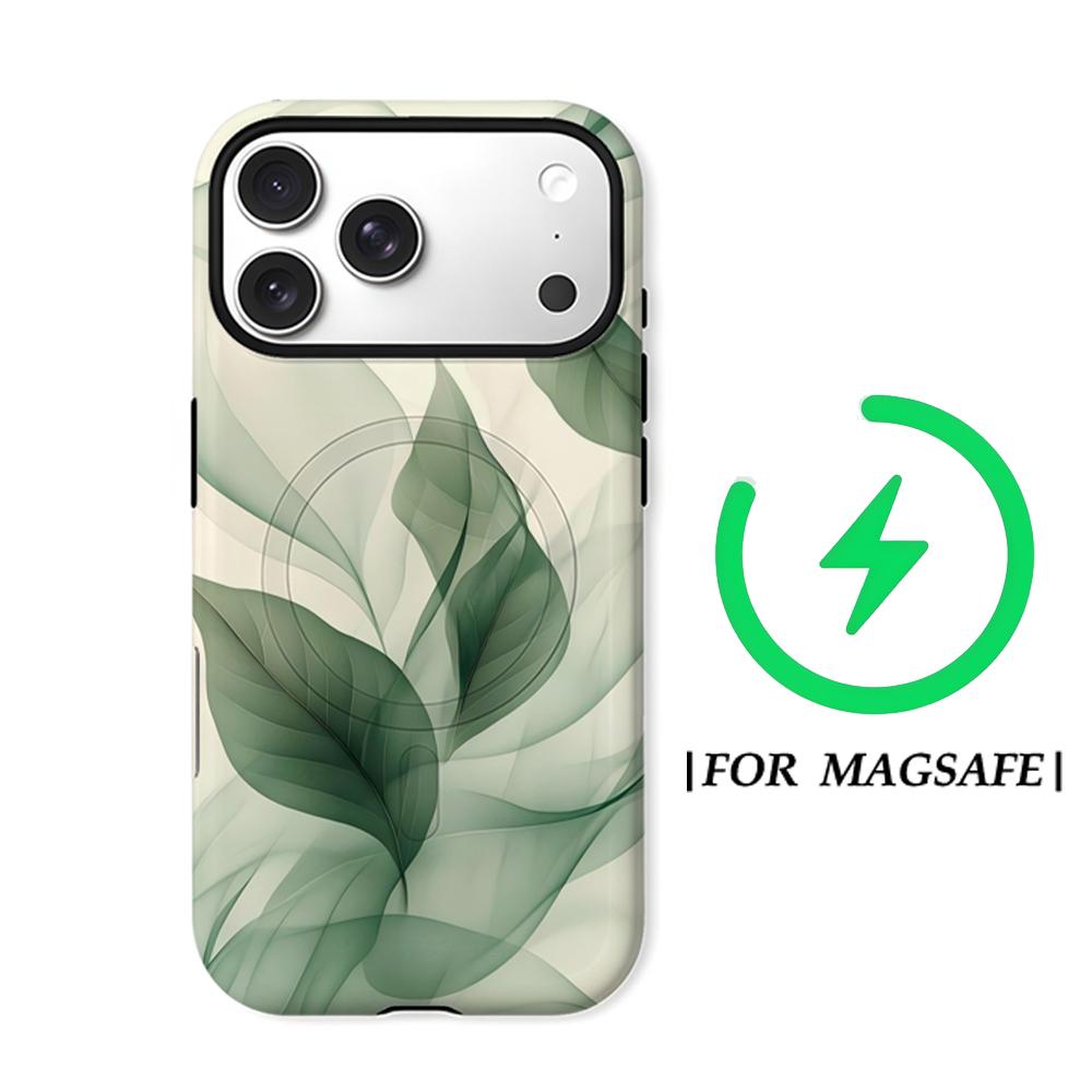 Прозрачный чехол для телефона с зелеными листьями для IPhone 17AIR 16E 16 15 14 13 12 11 17 Pro Max Plus Двухслойная задняя крышка