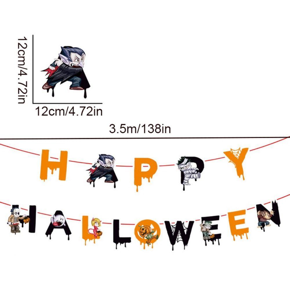 Hanging Happy Halloween Paper Banner Paper Pumpkin Letter Flag  Haunted House