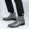 New Fashion Designer Winter High Tops Pointed Chelsea Ankle Boots For Men Snake Pattern Slip On All Match Shoes Zapatos Hombre