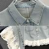 Lace Patchwork Short Denim Vest Women's 2025 Summer New Loose Flying Sleeve Vest Jacket Female
