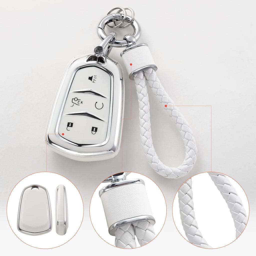 Чехол-брелок Cadillac с брелком, защитный чехол для ключей из мягкого ТПУ, подходит для Cadillac Escalade CTS SRX XT5 ATS CT6, 5 кнопок, смарт-ключ