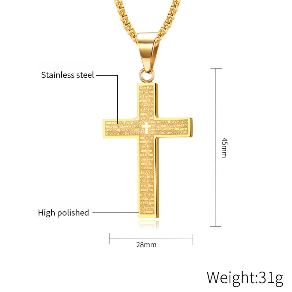 Мужская нержавеющая сталь Распятие Иисуса Христа Крест Кулон 3 мм Квадратная жемчужная цепочка Ожерелье