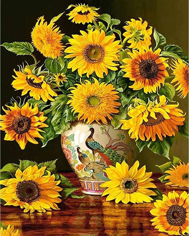 5D DIY Алмазная картина Полный дрель Круглый цветок Алмазная вышивка Полный набор Вышивка крестом Стразы Мозаика Домашний декор