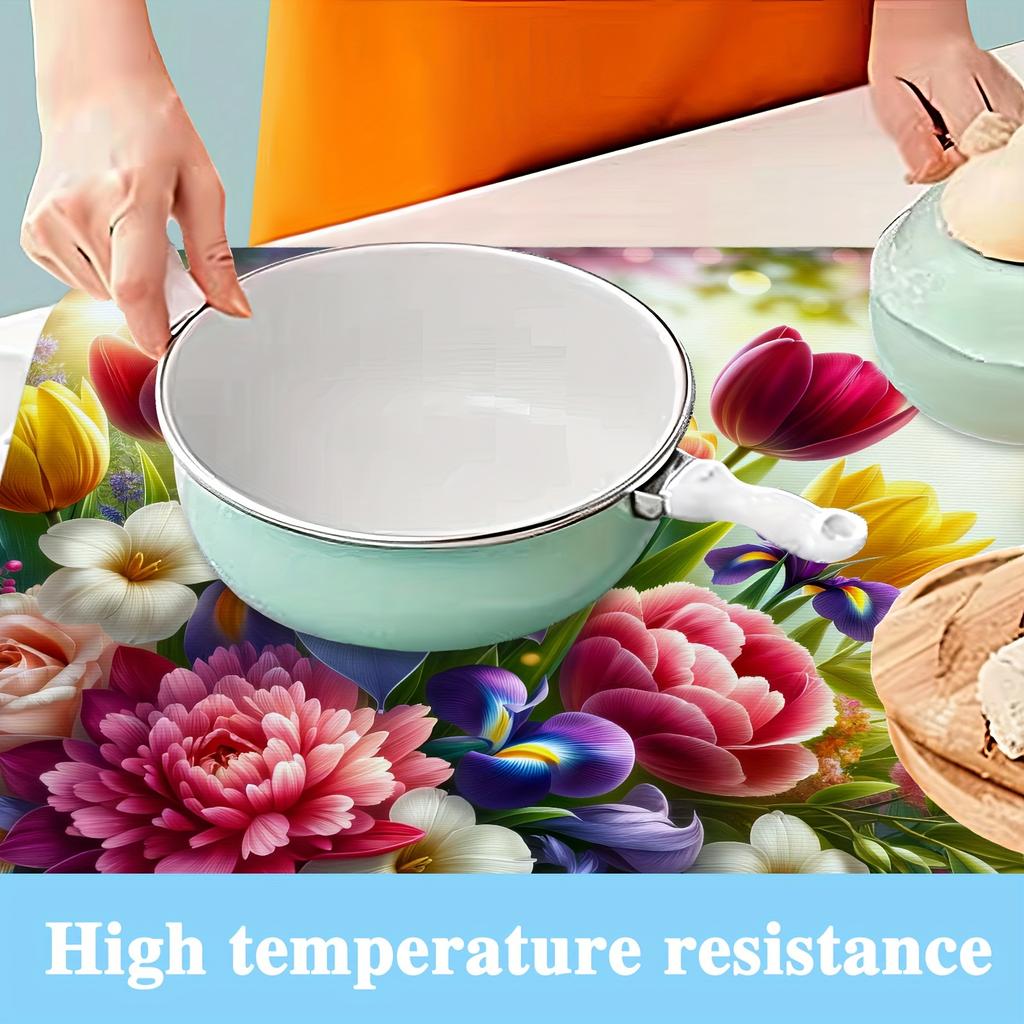 1 шт. красочные цветы напечатаны резиновый сушильный коврик для кофейни кухонный ковер посуда прочный диатомовый грязевой коврик для стола коврик для кофе для домашних животных