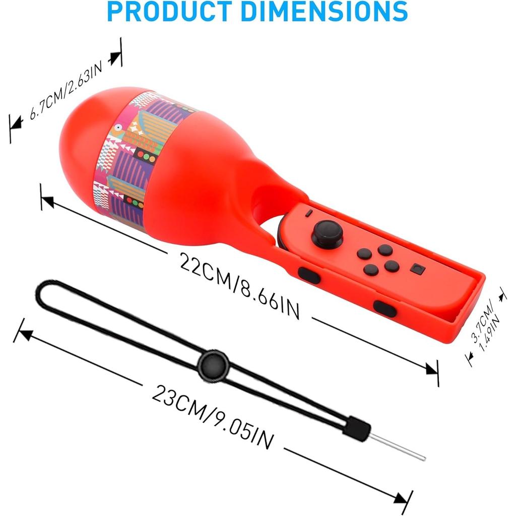 2PCS Sand Hammer Hand Grip for Samba De Amigo, Sport Game Accessories Bundle of Left & Right Handle Compatible with Switch/OLED Joy-con Controller