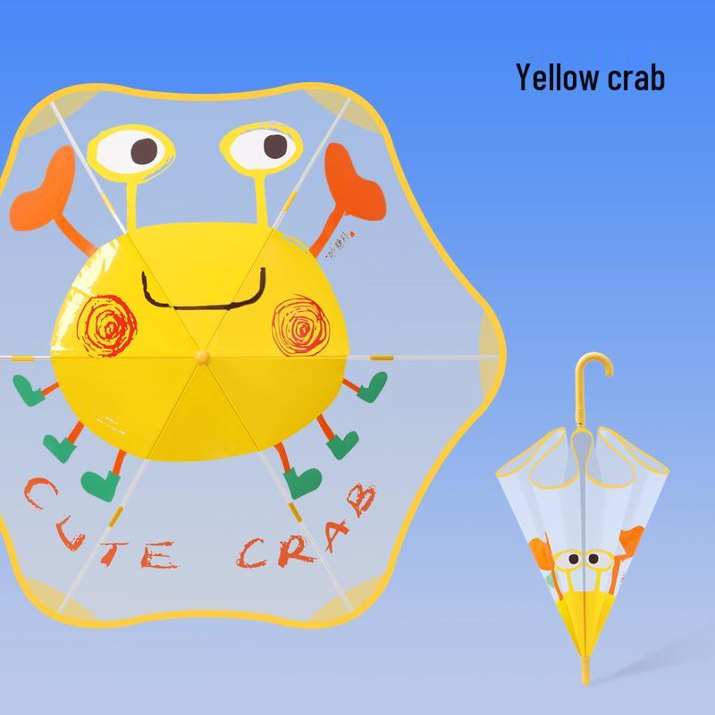 Детский безопасный прозрачный зонт с мультяшным рисунком: Автоматический, Дизайн с круглыми углами для мальчиков и девочек детского сада