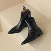 Krazing Pot Sheep Skin Autumn Winter Shoes Med Heels Size 43 Western Boots High Quality Slip On Ankle Boots