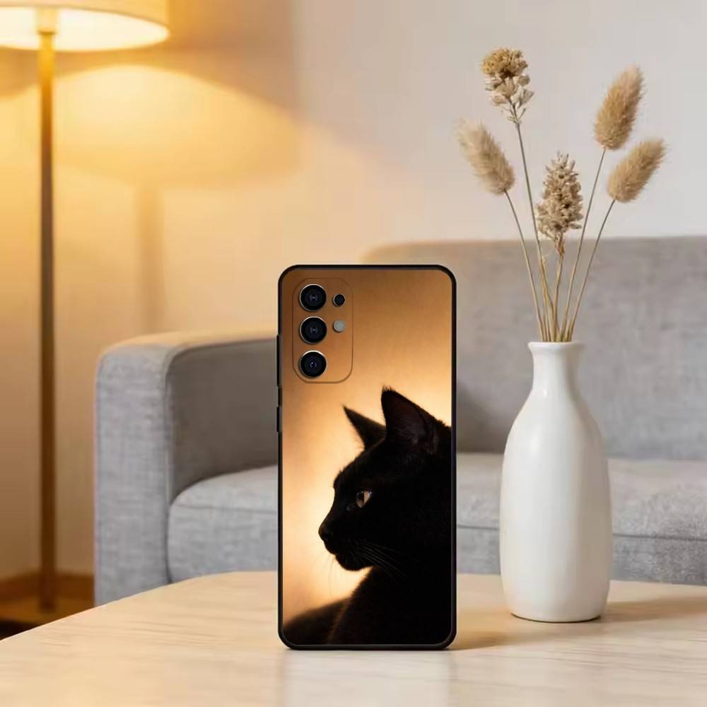 Черный кот Чехол для телефона Черный Силиконовый Мягкий Для Samsung S25,S24,S21,S22,S23,S30,Ultra,S20,Plus,Fe,Lite