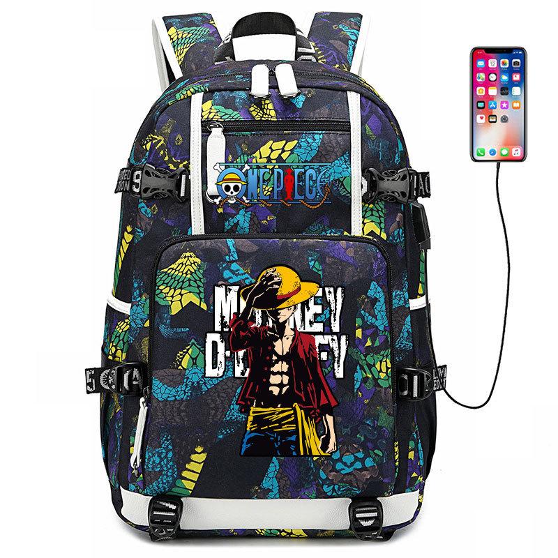 ONE PIECE Luffy School Bag Animation Peripheral Large Capacity Lightweight Backpack Junior High School Backpack Travel Bag
