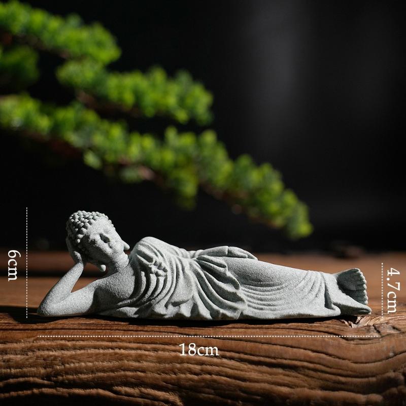 Mini Thai Green Sandstone Figurine; Buddha Desk Decor for Office Zen Ambiance