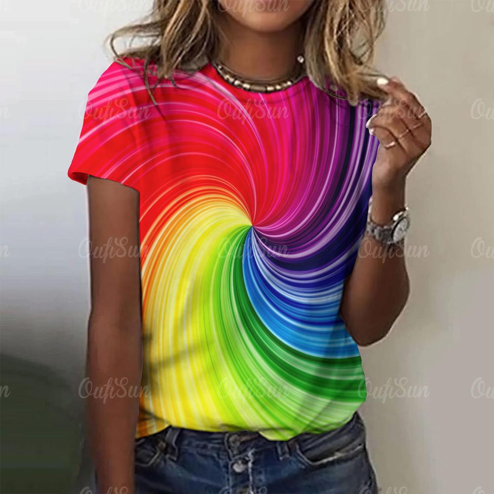 Красочная женская футболка с граффити, летняя повседневная женская футболка с круглым вырезом и коротким рукавом, свободный модный пуловер для женщин, повседневная уличная одежда