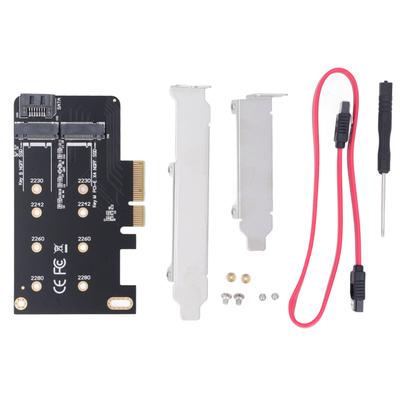 Адаптер NGFF M.2 на PCIe Поддержка NGFF B Key M Key Карта PCIe X4 с кабелем SATA 3.0 для SSD 2242 2260 2280